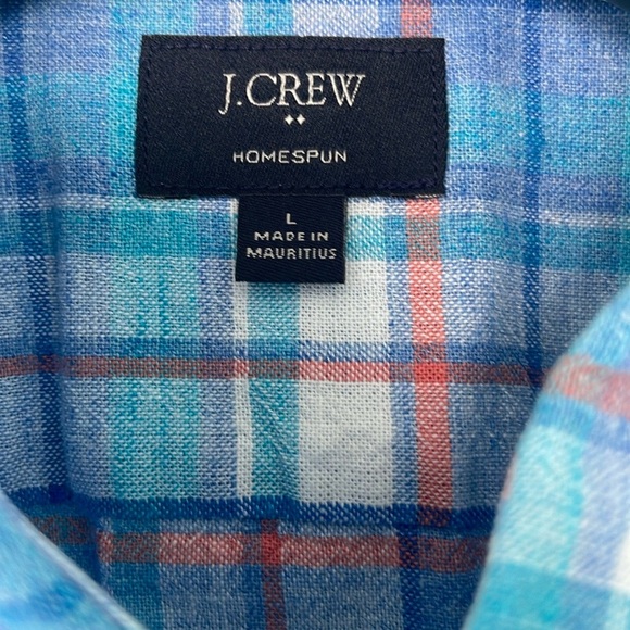 J. Crew Casual Short Sleeve Button Down Homespun Cotton Shirt Plaid Large - Picture 4 of 15